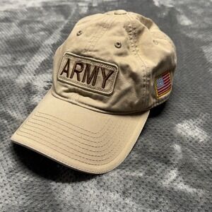 Rapid‎ Dominance US Army Hat Khaki Tan Embroidered Patch American Flag Strapback